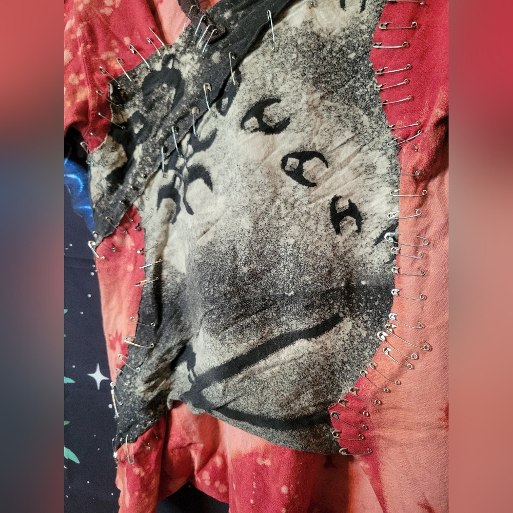 Bleached Gypsy Style Patchwork Handmade Punk Shirt - Picture 4 of 11